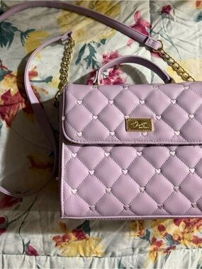 Betsy Johnson Quilted Lilac Crossbody Satchel - Heart Accent